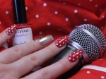 March Gig Nails: Red and White Polka Dots